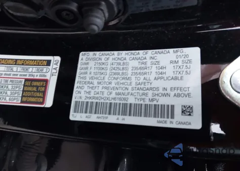 2020 Honda Cr-V Awd Lx from USA, damaged, VIN 2HKRW2H2XLH616092